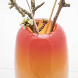 Aftenr�de-vase fra Glas